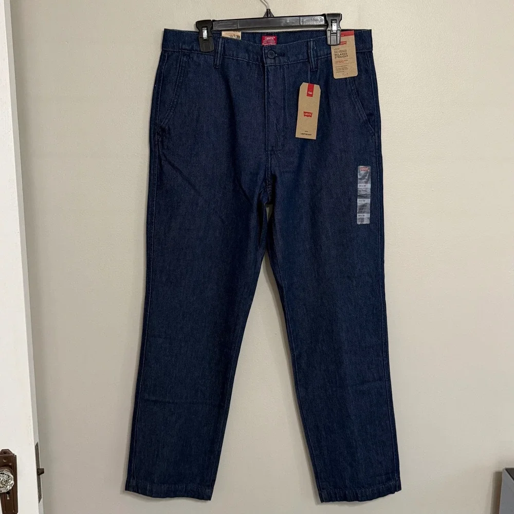 NEW Levi's Mens 33x32 XX Chino Relaxed Straight Lightweight Blue Denim Pants